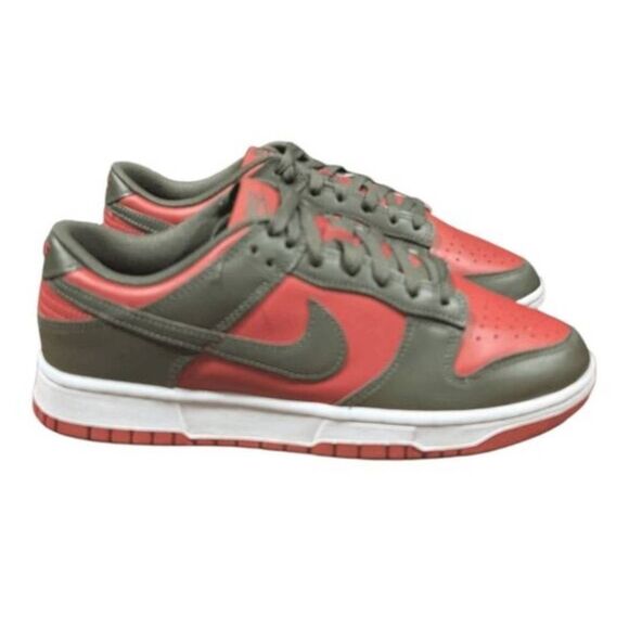 NIKE Dunk Low 'Mystic Red Cargo Khaki' Sneakers Size 9 - Picture 2 of 9